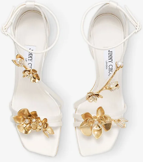 Womens Ivory/Metal Mix Zea 96 Satin Heeled Sandals Eur 40.5 / 7.5 Uk Women - Image 2