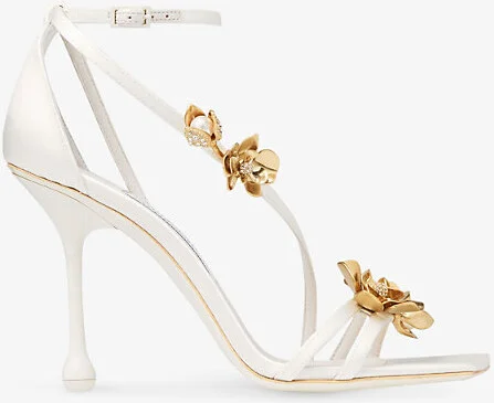 Womens Ivory/Metal Mix Zea 96 Satin Heeled Sandals Eur 40.5 / 7.5 Uk Women