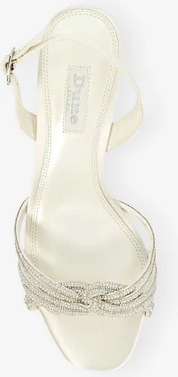 Womens Ivory Satin Moments Crystal-Embellished Woven Heeled Sandals Eur 37 / 4 Uk Women - Image 2
