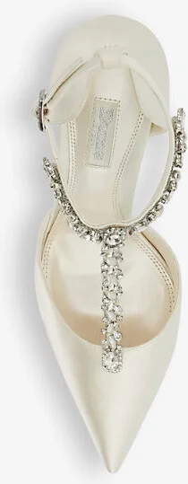 Womens Ivory-Synthetic Bridal Devotional Satin Heeled Courts Eur 41 / 8 Uk Women - Image 2