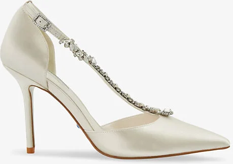 Womens Ivory-Synthetic Bridal Devotional Satin Heeled Courts Eur 41 / 8 Uk Women