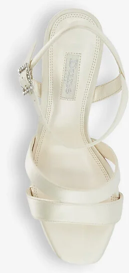 Womens Ivory-Synthetic Bridal Matrimony Crystal-Embellished Satin Heeled Sandals Eur 39 / 6 Uk Women - Image 2