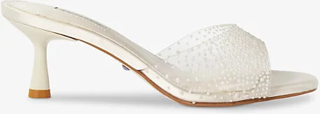 Womens Ivory-Synthetic Bridal Moonlit Mesh Heeled Mules Eur 39 / 6 Uk Women