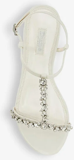 Womens Ivory-Synthetic Bridal Nuptuals Crystal-Embellished Faux-Leather Sandals Eur 40 / 7 Uk Women - Image 2