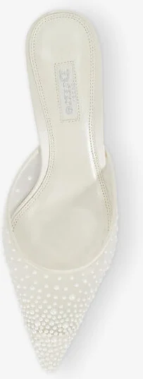 Womens Ivory Synthetic Cuddling Embellished Kitten-Heel Mesh Mules Eur 38/5 Uk Women - Image 2