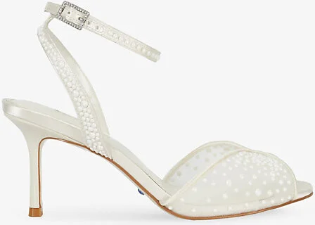Womens Ivory Synthetic Musing Embellished Mesh Ankle-Strap Heels Eur 36 / 3 Uk Women