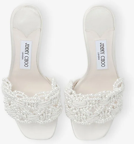 Womens Ivory/White Cary 70 Satin Heeled Mules Eur 36.5 / 3.5 Uk Women - Image 2