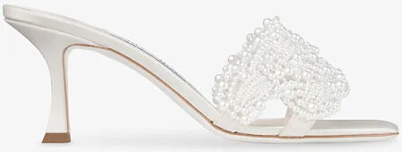 Womens Ivory/White Cary 70 Satin Heeled Mules Eur 36.5 / 3.5 Uk Women