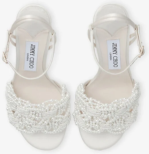 Womens Ivory/White Cary 85 Satin Block-Heel Sandals Eur 42/ 9 Uk Women - Image 2