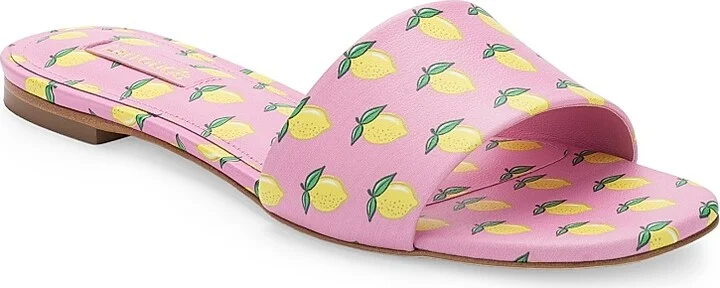 Women's Ivy Lemon-Print Leather Mules - Lemon Bubblegum - Size 5 - Image 2