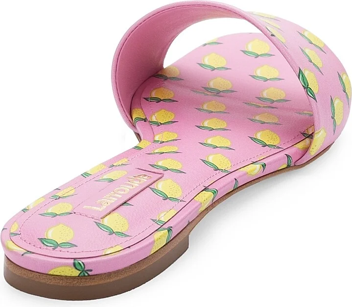 Women's Ivy Lemon-Print Leather Mules - Lemon Bubblegum - Size 5 - Image 3