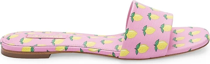 Women's Ivy Lemon-Print Leather Mules - Lemon Bubblegum - Size 5