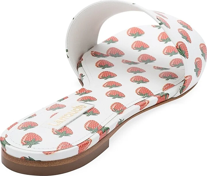 Women's Ivy Strawberry-Print Leather Mules - Strawberry - Size 5 - Image 3
