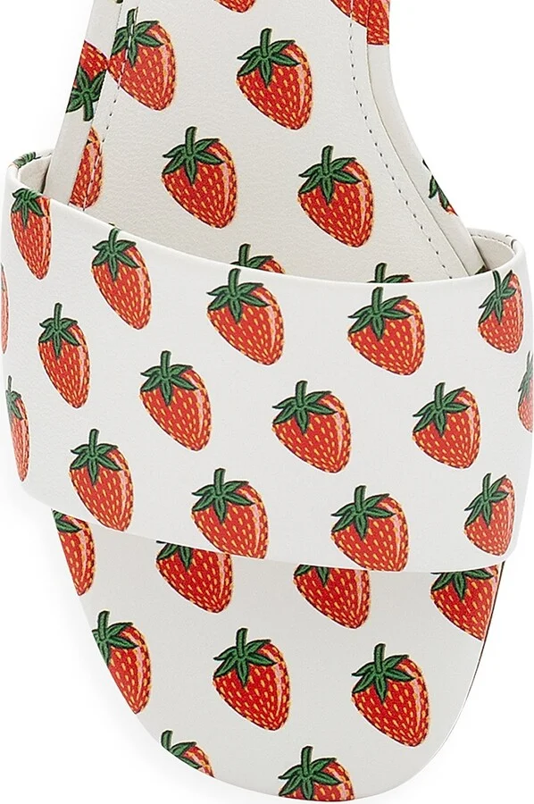 Women's Ivy Strawberry-Print Leather Mules - Strawberry - Size 5 - Image 4
