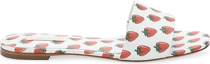 Women's Ivy Strawberry-Print Leather Mules - Strawberry - Size 5