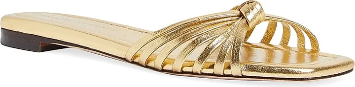 Women's Izzie Knotted Leather Sandals - Gold - Size 5.5 - Image 2