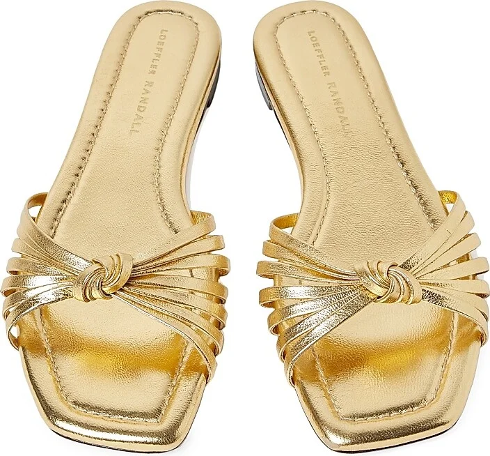 Women's Izzie Knotted Leather Sandals - Gold - Size 5.5 - Image 3