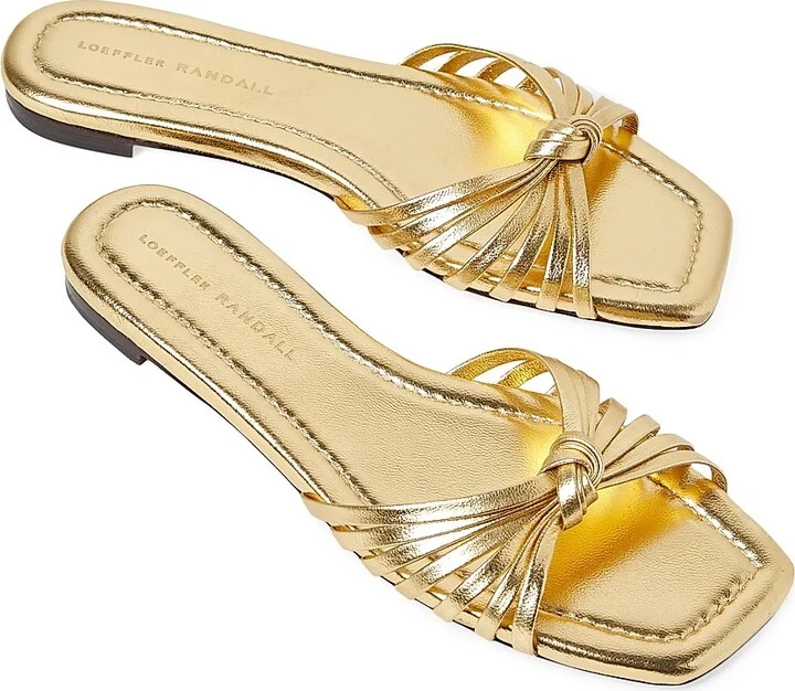Women's Izzie Knotted Leather Sandals - Gold - Size 5.5 - Image 4