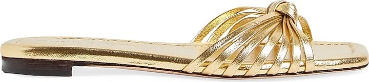 Women's Izzie Knotted Leather Sandals - Gold - Size 5.5
