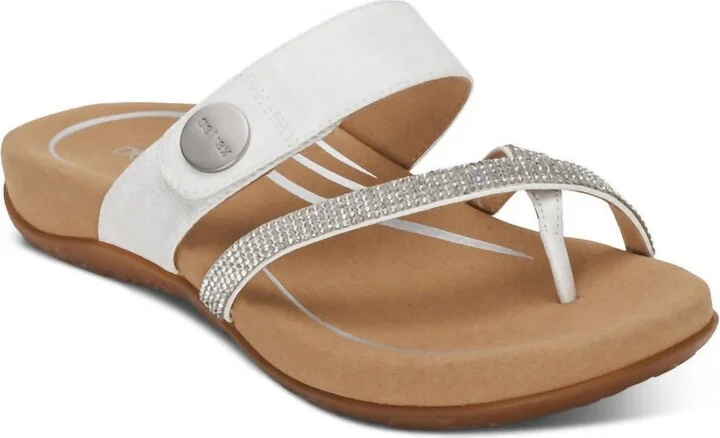 Women's Izzy Adjustable Slide Sandal In White Sparkle