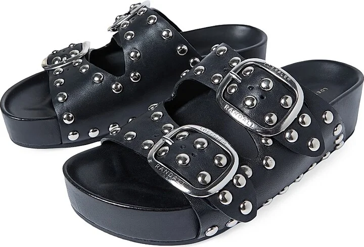 Women's Jack Leather Sandals - Black Silver - Size 9 - Image 3