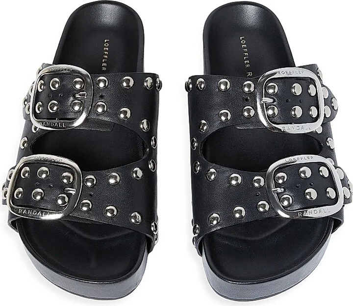 Women's Jack Leather Sandals - Black Silver - Size 9 - Image 4