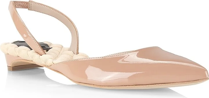 Women's Jackie Vegan Patent Leather Slingback Flats - Blush - Size 6 - Image 2