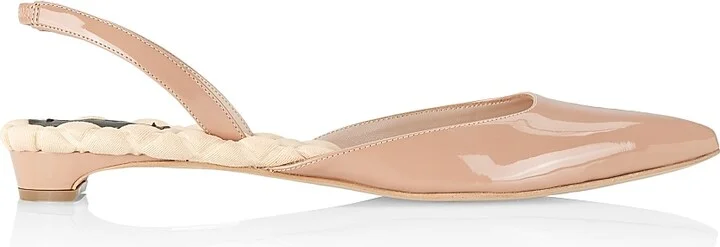 Women's Jackie Vegan Patent Leather Slingback Flats - Blush - Size 6