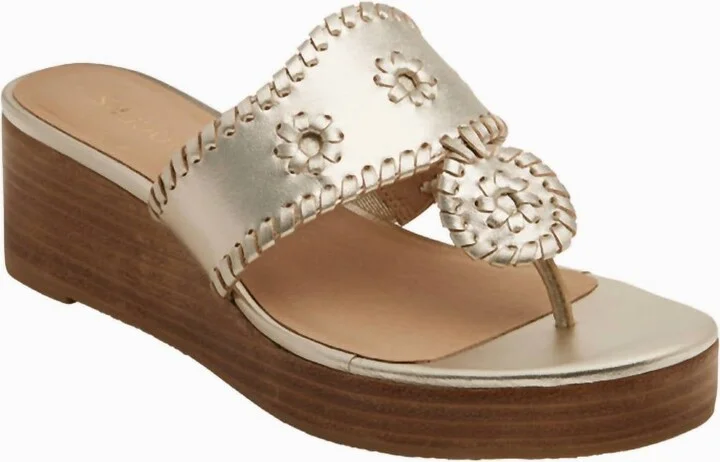 Women's Jacks Mid Wedge Stacked Sandal In Platinum