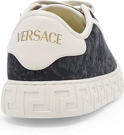 Women's Jacquard Leather-Trimmed Sneakers - Black Gold - Size 6 - Image 3