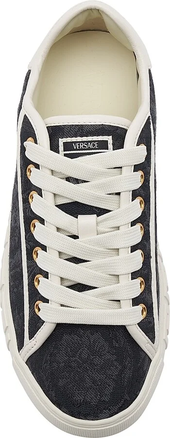 Women's Jacquard Leather-Trimmed Sneakers - Black Gold - Size 6 - Image 5