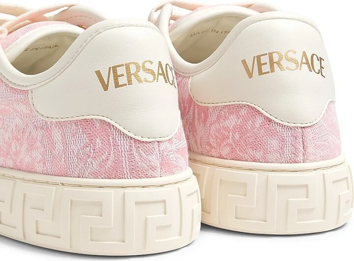 Women's Jacquard Leather-Trimmed Sneakers - Black Gold - Size 6 - Image 7