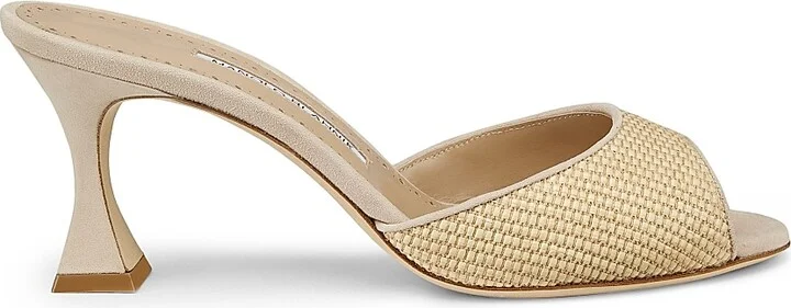 Women's Jadara 70MM Raffia Mules - Beige - Size 5.5
