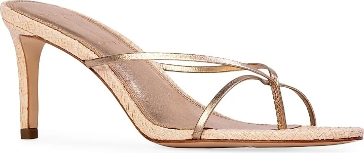 Women's Jade 65MM Raffia Sandals - Raffia Gold Leather - Size 7 - Image 3