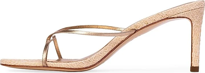 Women's Jade 65MM Raffia Sandals - Raffia Gold Leather - Size 7 - Image 5