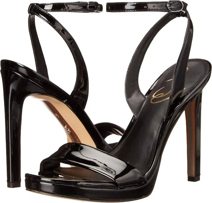 Women's Jade Patent Ankle Strap Heels In Black Patent