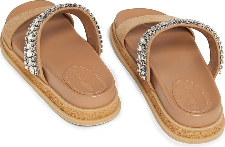 Women's Jadi Crystal-Embellished Suede Sandals - Toffee Crystal - Size 5 - Image 3