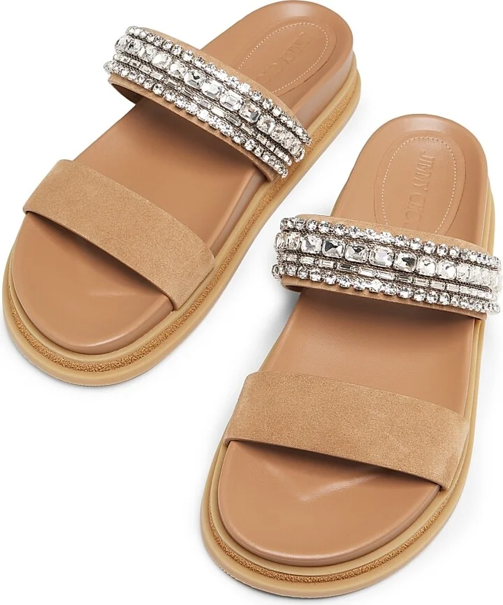 Women's Jadi Crystal-Embellished Suede Sandals - Toffee Crystal - Size 5 - Image 4