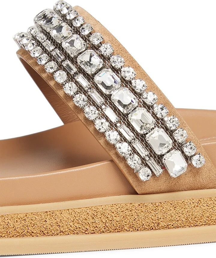 Women's Jadi Crystal-Embellished Suede Sandals - Toffee Crystal - Size 5 - Image 5