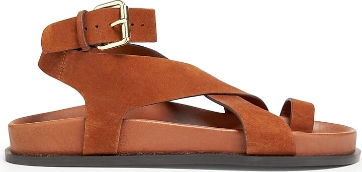 Women's Jalen Buckled Suede Ankle-Wrap Sandals - Sienna - Size 5