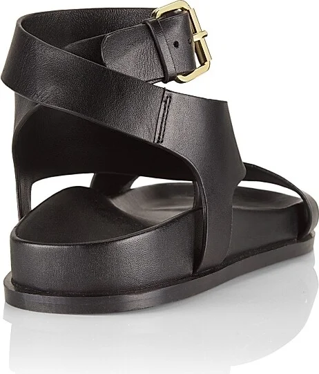Women's Jalen Leather Ankle-Wrap Sandals - Black - Size 5 - Image 3