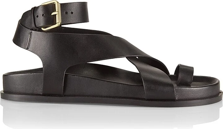 Women's Jalen Leather Ankle-Wrap Sandals - Black - Size 5