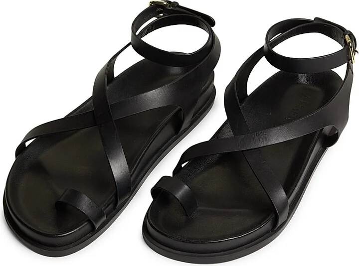 Women's Jalen Slim Leather Sandals - Black - Size 5 - Image 4