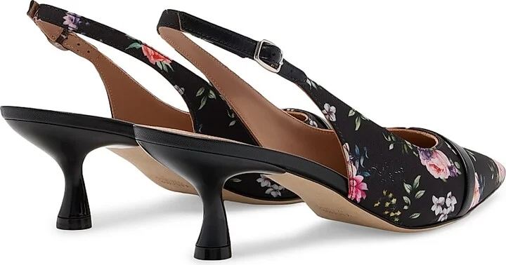 Women's Jama 45MM Floral-Printed Grosgrain Slingback Pumps - Black - Size 11.5 - Image 3