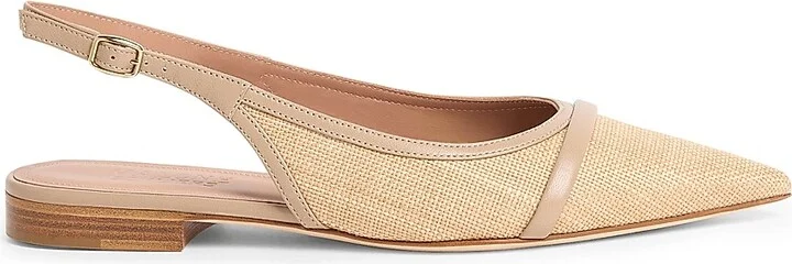 Women's Jama Raffia Slingback Flats - Lino Mushroom - Size 6.5