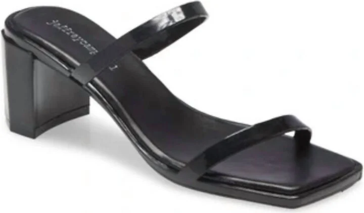 Women's Jamm Jelly High Heel Slide Sandals In Black Shiny