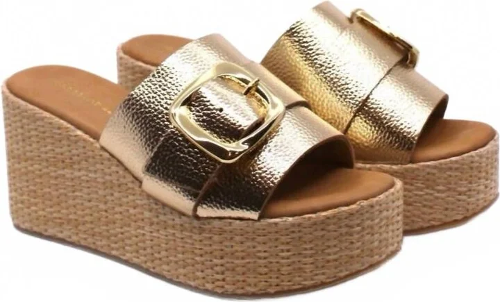 Women's Jana Platform Wedge In Gold Leather