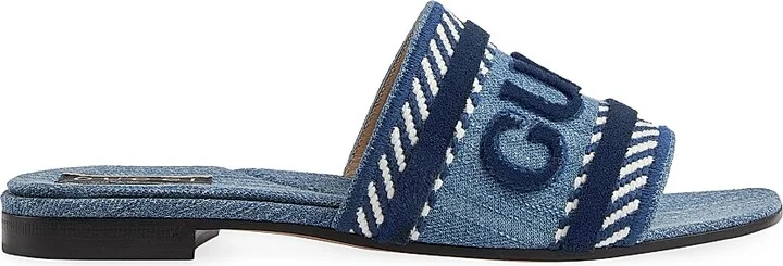 Women's Jane Denim Slides - Light Blue - Size 7 Sandals
