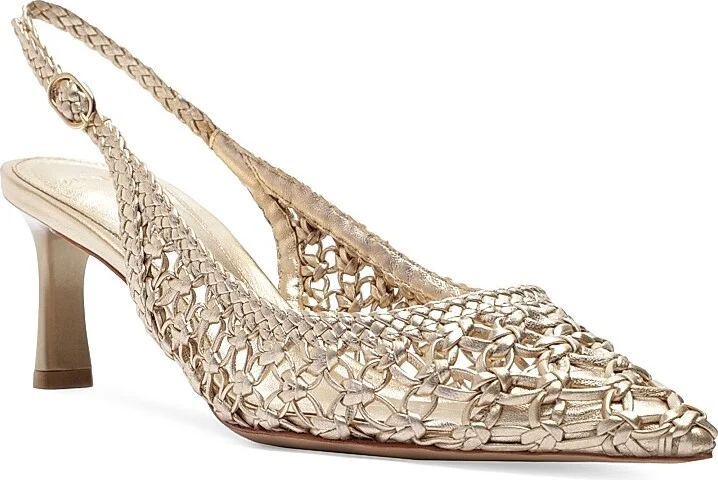 Women's Jane Tresse 60MM Metallic Leather Slingback Pumps - Golden - Size 5 - Image 2