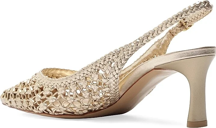 Women's Jane Tresse 60MM Metallic Leather Slingback Pumps - Golden - Size 5 - Image 4